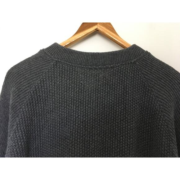 VTG LL Bean Knit Fisherman Henley Sweater Mens Sz L Gray BA50 Cotton Made In USA - Picture 6 of 13